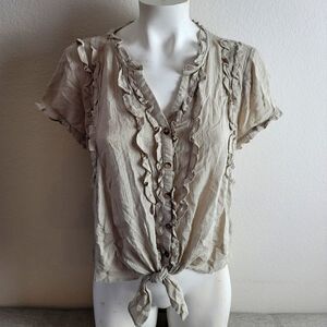 MELISSA PAIGE PETITE Ruffle Top With Tie Front